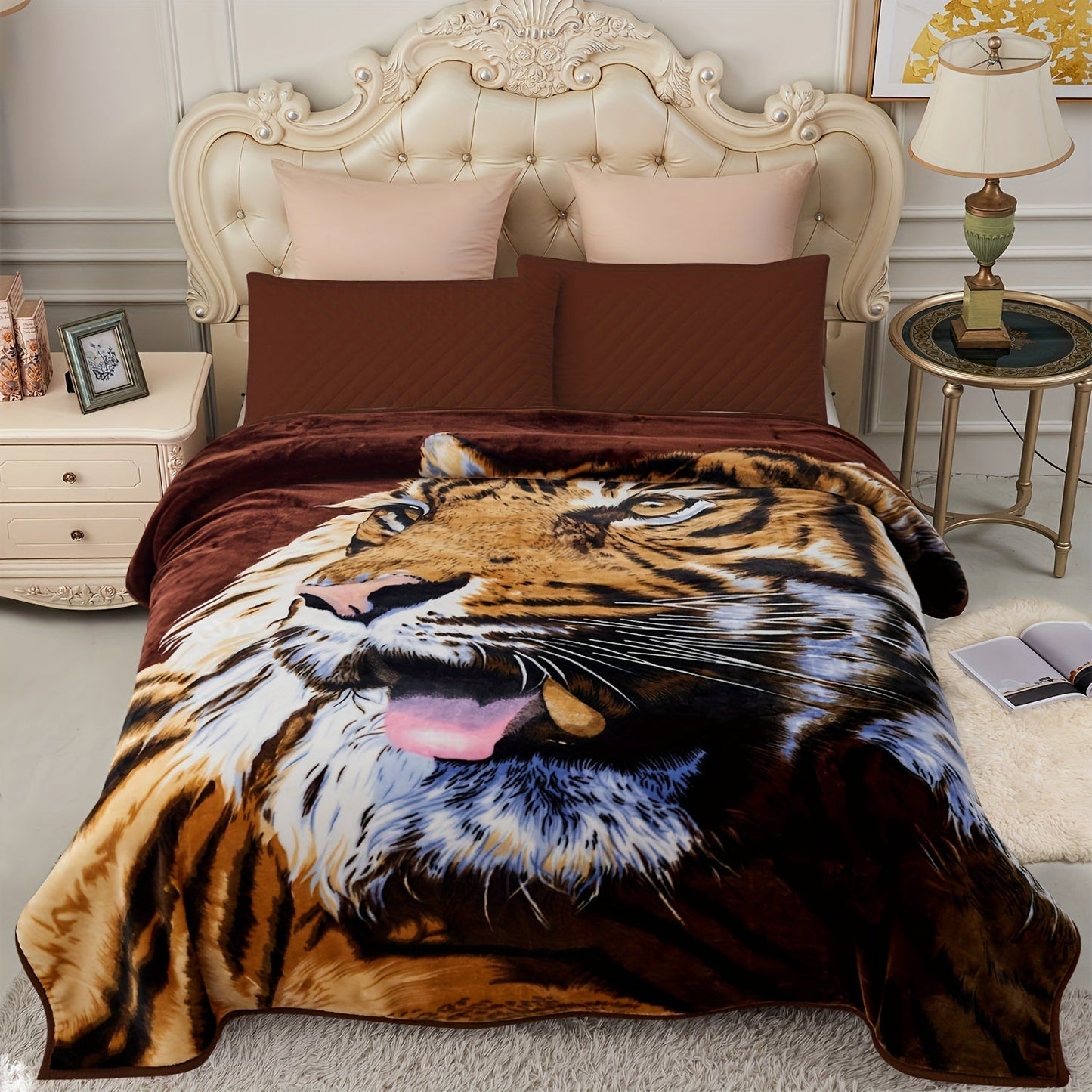 Reversible Plush Blanket 2-Ply 520GSM Milk Velvet - Queen King Size Blanket with Vibrant Animal & Floral Designs