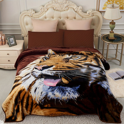 Reversible Plush Blanket 2-Ply 520GSM Milk Velvet - Queen King Size Blanket with Vibrant Animal & Floral Designs