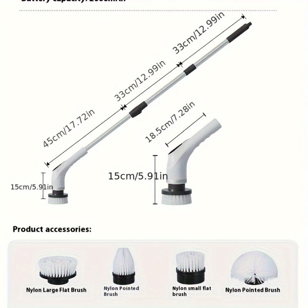 Electric Spin Scrubber with 9 Interchangeable Brush Heads 5 Speed Settings & 3 Extendable for Home Cooking, Dining and Outdoor Meals