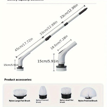 Electric Spin Scrubber with 9 Interchangeable Brush Heads 5 Speed Settings & 3 Extendable for Home Cooking, Dining and Outdoor Meals
