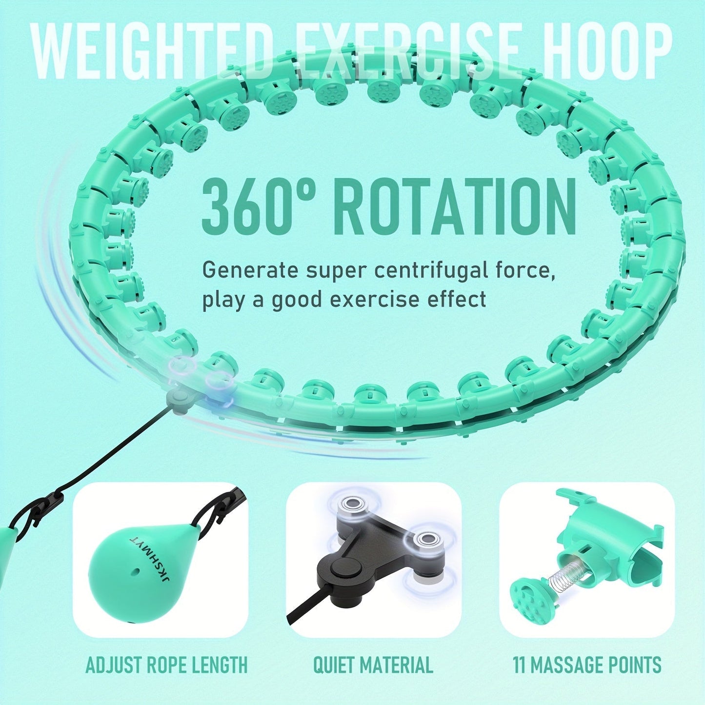 Weighted Hula Hoop Exercise Ring 69" – Smart Pilates Circle with 30 Detachable Knots, Plus Size Adjustable Fitness Hoop for Adults