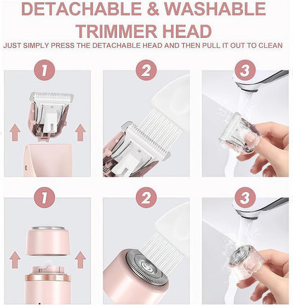 Bikini Trimmer for Women 2-in-1 Dual Head IPX7 Waterproof Electric Shaver Body Hair Trimmer Facial Hair Remover Bikini Underarm Leg Arm Face