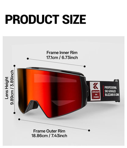 KAPVOE Ski Goggles with Magnet-Attached Interchangeable Lens Interface and Seven K721 Color Codes