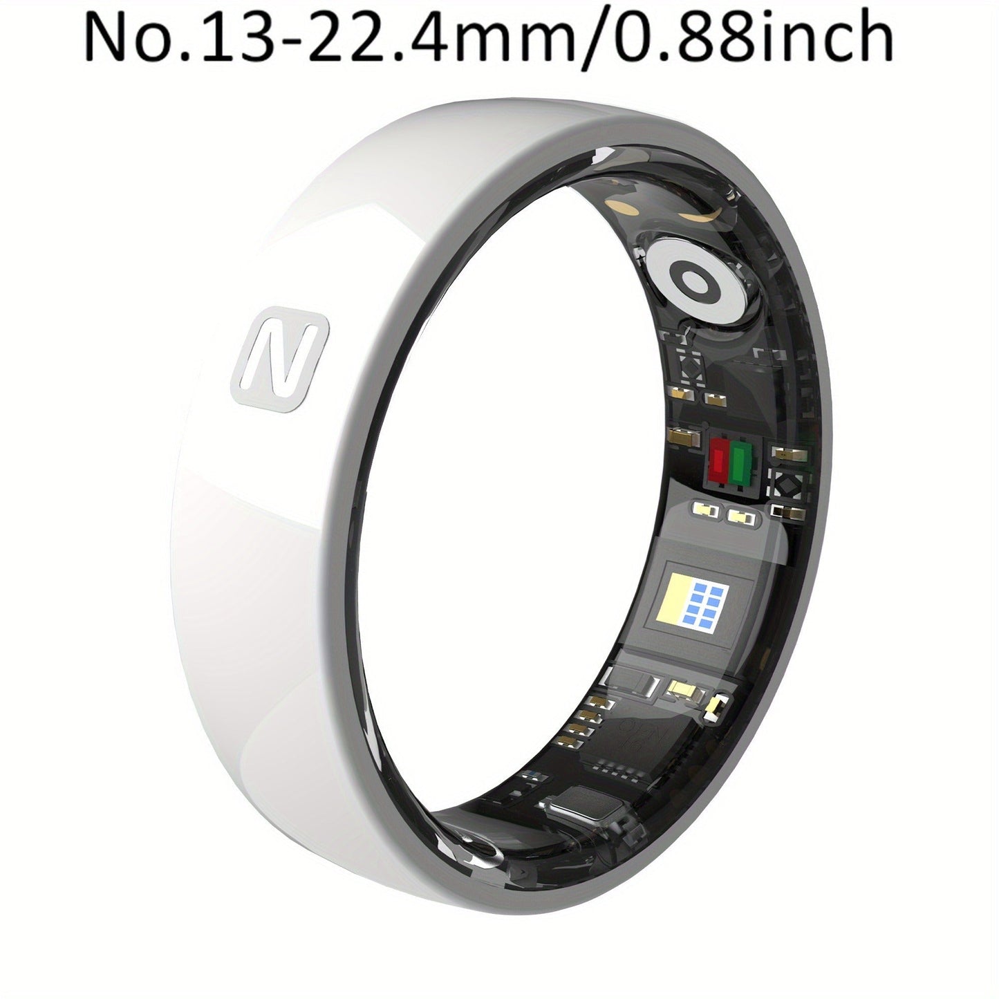 N-Style Smart Ring with Screenless Sensor Design, Charging Case, Black, Pink or White Finish and Sizes 7–13