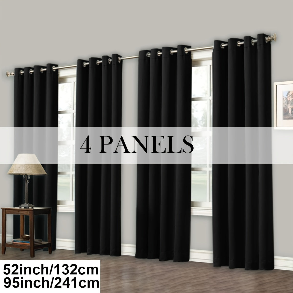 Grommet-Top Blackout Curtain Options in Nine Colors with Seven Width, Length or Panel-Count Labels