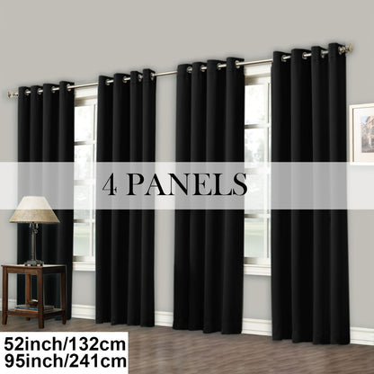 Grommet-Top Blackout Curtain Options in Nine Colors with Seven Width, Length or Panel-Count Labels