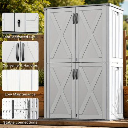Resin Deck Box Lockable Outdoor Storage, for Garden, Patio and Yard Use, with the Listed Configuration