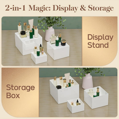 Acrylic Buffet Risers 6pcs Display Stand Set 8 Sizes 3"-10", Cube Box Riser Shelf for Party Catering Dessert Table