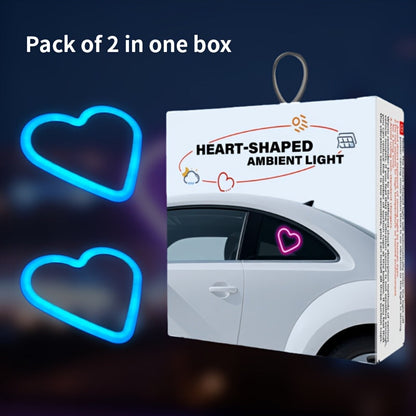 Car Interior Neon Heart Lights Solar USB Rechargeable 5 Lighting Modes Vibration-Sensing Auto On/Off Dashboard Decoration for Cars Trucks