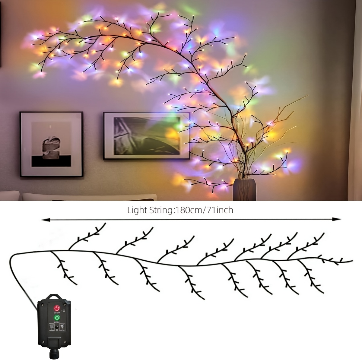Solar Willow Vine Fairy Lights 96 LED 8 Modes 5.9ft, for Garden, Pathway and Patio Lighting