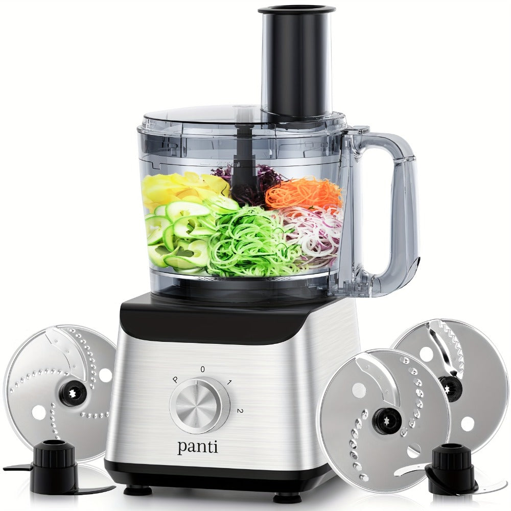 Food Processor 600W 6-in-1 Electric Food Chopper 12-Cup Bowl for Chopping Mincing Dicing for Entryways, Bedrooms and Living Spaces