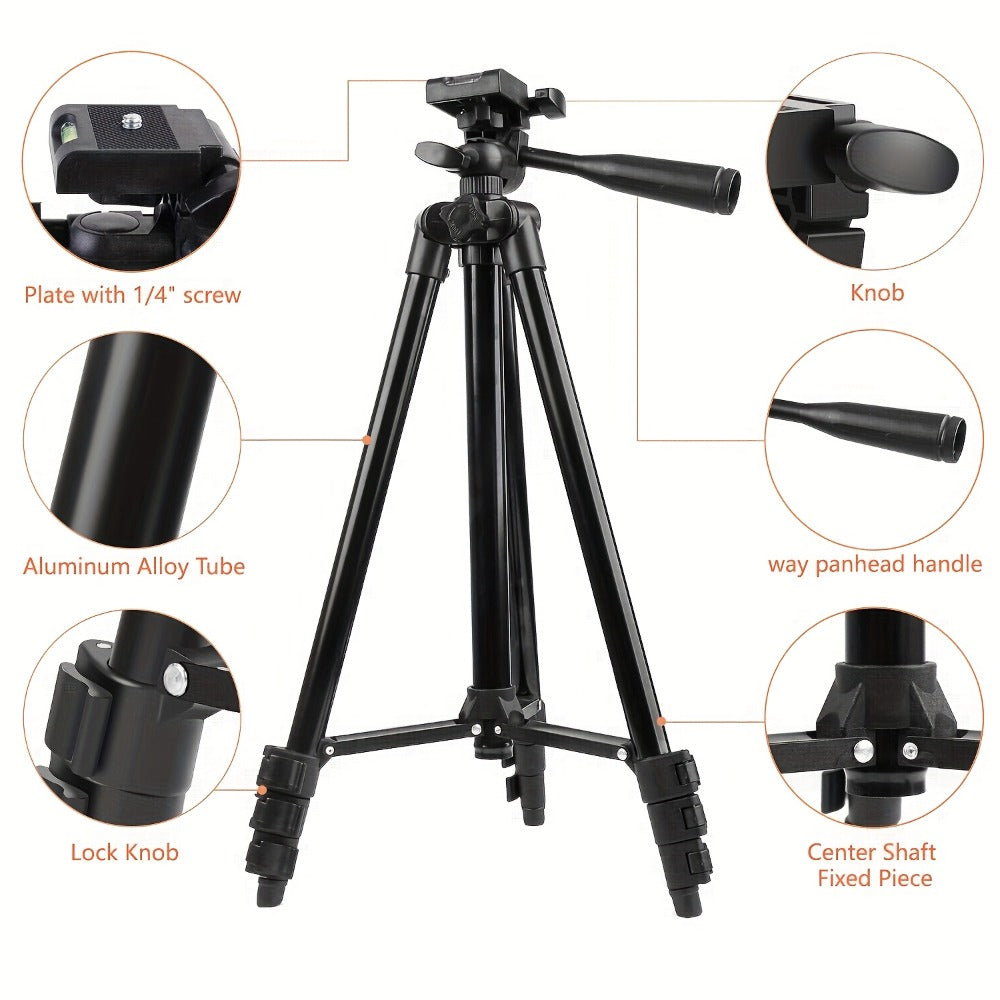 55 Inch Aluminum Tripod with Pistol Grip Head | Dual-Use Phone & Camera Travel Stand for iPhone Android DSLR Mirrorless Action Cam