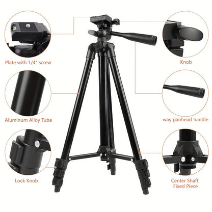 55 Inch Aluminum Tripod with Pistol Grip Head | Dual-Use Phone & Camera Travel Stand for iPhone Android DSLR Mirrorless Action Cam