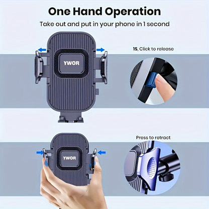 Car Cup Holder Expander with 7.7 Inch Tray, 2.7 Inch Drink Ring, Phone Mount and 58-86 mm Adjustable Base