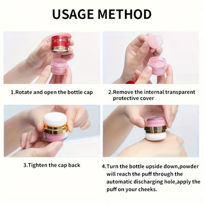Powder Blush Set 3 Colors with Pearl Powder Rose Oil & Squalane Formula, for Makeup, Travel and Everyday Vanity Use