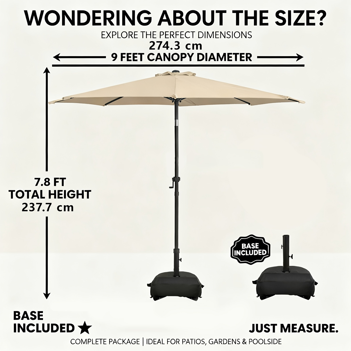 Patio Umbrella 9FT Market Table Style with Dual Vents, Tilt, Crank and Eight Color Options
