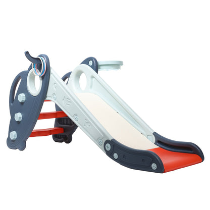 Foldable Toddler Slide for Indoor & Outdoor – Non-Slip Steps, Safe Handrail, Anti-Slip Mat, Extra-Long Buffer Slide
