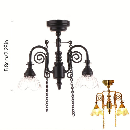 Miniature LED Chandelier Ceiling Lamp Dollhouse Working Light 1:12 Scale with the Listed Color, Size or Set Options for Everyday Use