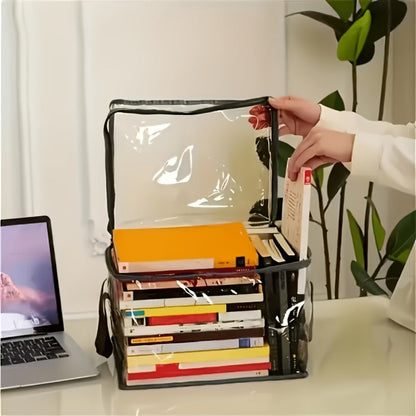 Clear-Sided Zipper Storage Bags with Black Webbing Handles and Double-Zipper Tops in Three- or Four-Piece Sets