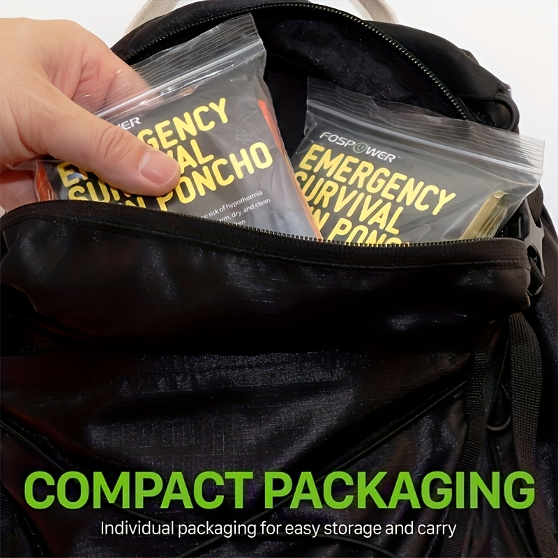 Emergency Mylar Survival Blanket Poncho 6-Pack | Waterproof Windproof Thermal Foil Space Blanket with Hood | Retains 90% Body Heat |