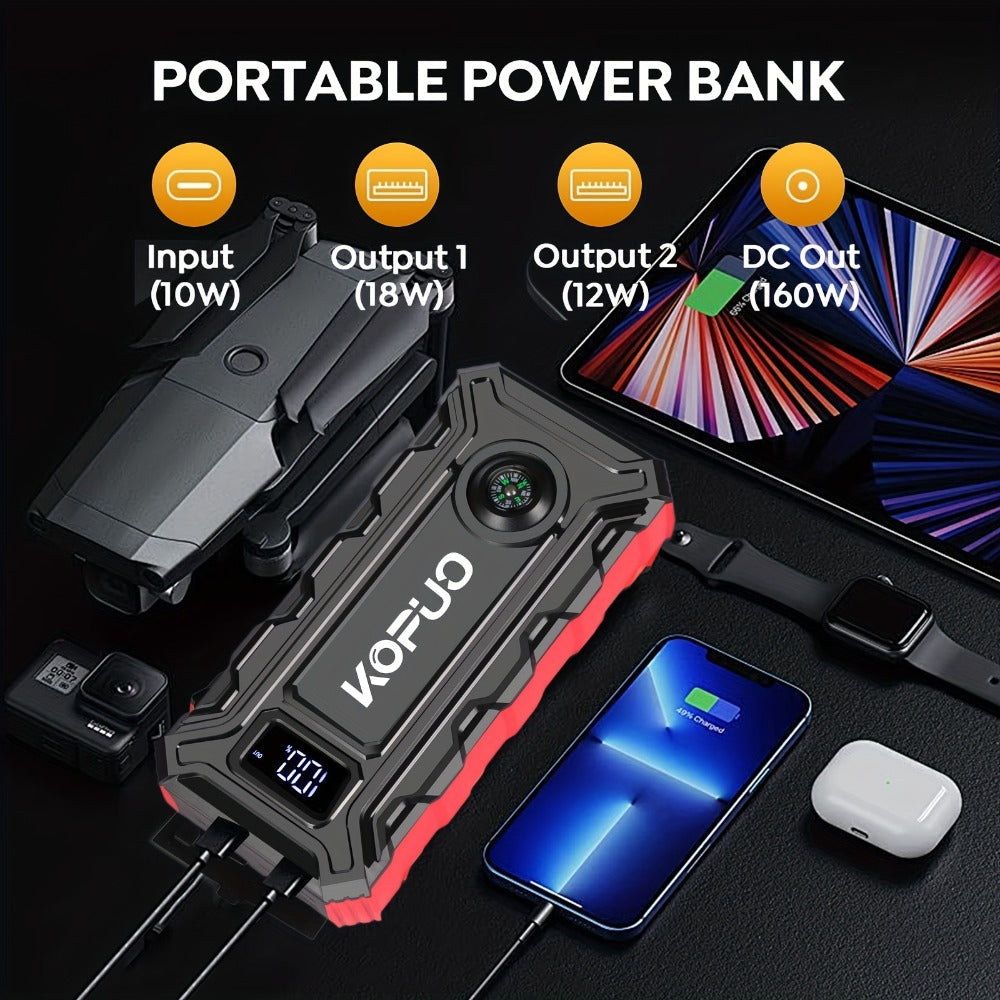 Red or Green Jump Starter with Digital Battery Display and Smart-Clip or Straight-Clip Cable Options