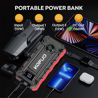 Red or Green Jump Starter with Digital Battery Display and Smart-Clip or Straight-Clip Cable Options