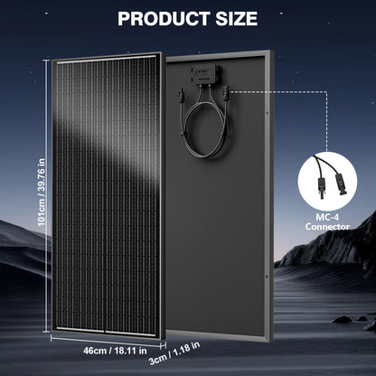 High-Efficiency 100 Watt Solar Panel Featuring a Black Backsheet, 18 BB Monocrystalline Design