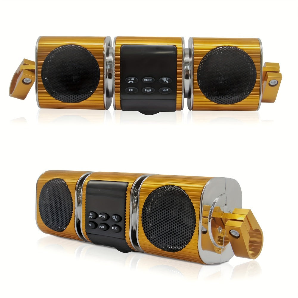 Motorcycle Bluetooth Speaker Sound Bar with Built-in Amplifier – IPX5 Waterproof, FM Radio, USB & AUX Input