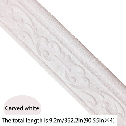 3D Self-Adhesive Foam Baseboard Wall Trim Sticker Waterproof Peel and Stick Carved Wallpaper Border Skirting for Home Decor White Silver