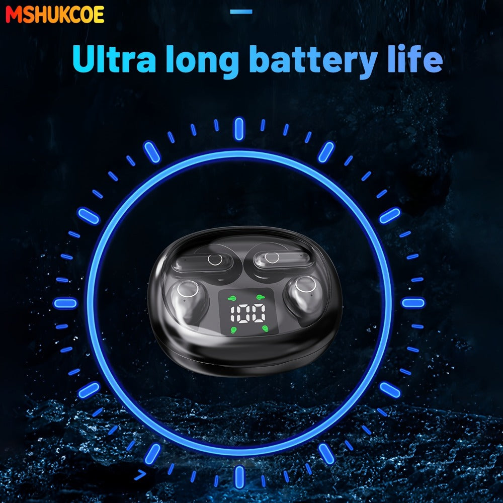 Wireless Earbuds MSHUKCOE 2-in-1 Mini Sleep Style with Touch Controls and Black, Khaki or Purple Choices