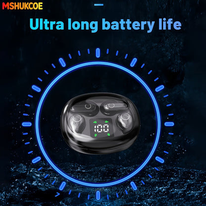 Wireless Earbuds MSHUKCOE 2-in-1 Mini Sleep Style with Touch Controls and Black, Khaki or Purple Choices