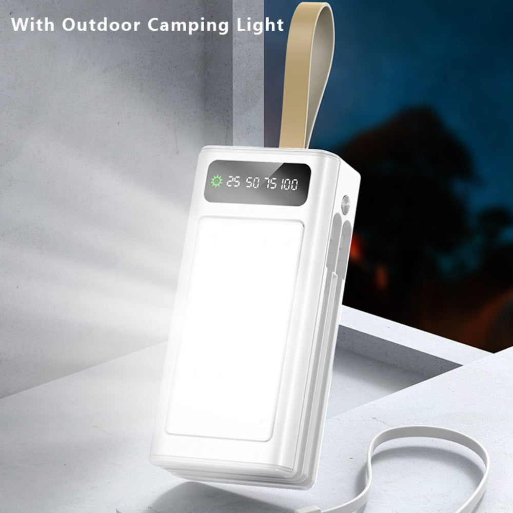 80000mAh Power Bank Built-in 4 Cables PD22.5W Fast Charging, LED Digital Display, Flashlight, Lanyard
