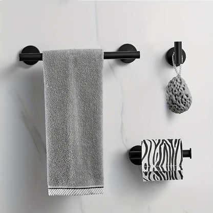 5-Piece Bathroom Hardware Set SUS304 Stainless Steel 24" Towel Bar Towel Ring Toilet Paper Holder Robe Hooks Black Silver Gold