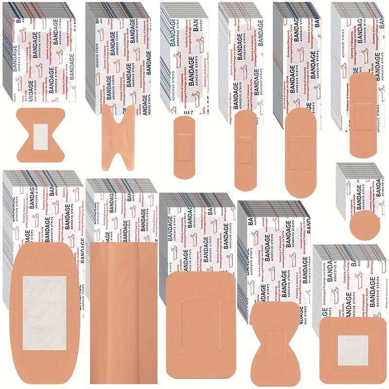 Adhesive Bandages 360pcs – Flexible Fabric Fingertip & Knuckle Bandages Set, Breathable Cloth Elastic First Aid Bandages in 12 Assorted