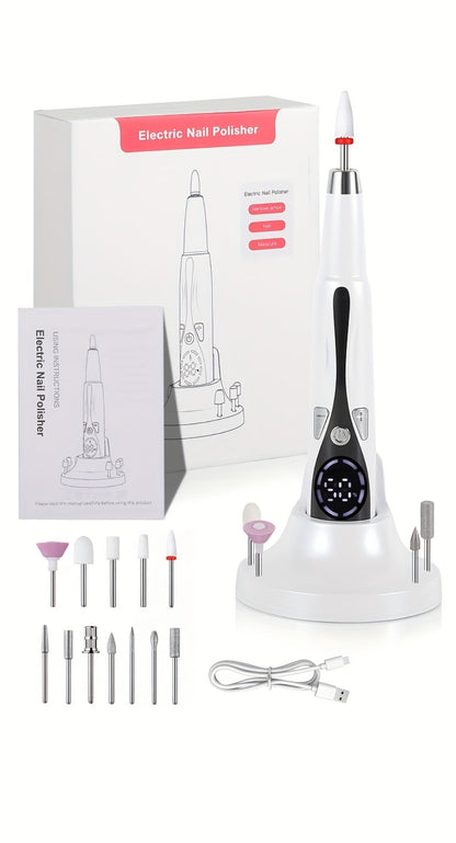 Electric Nail Drill Kit 12 Bits & Stand, 20000RPM Professional Nail File for Gel Polish Removal, Acrylic