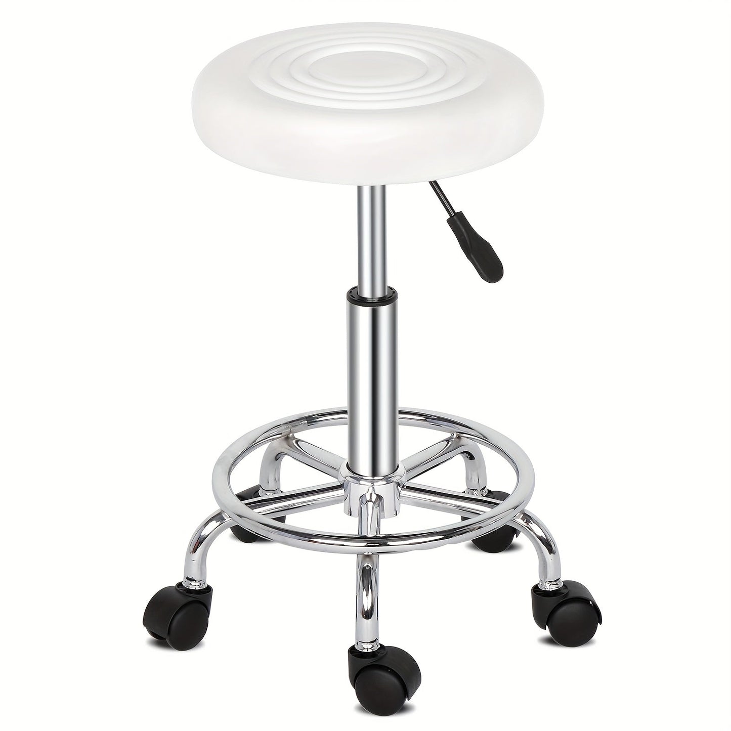 Saddle & Round Salon Stool with Backrest 360-Degree Swivel, Adjustable Height Professional Chair for Salon