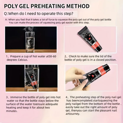 Poly Gel Nail Extension Kit 12pcs 3D Modeling Sculpting Gel – Semi-Permanent Resin Strengthener, Transparent Color Gel