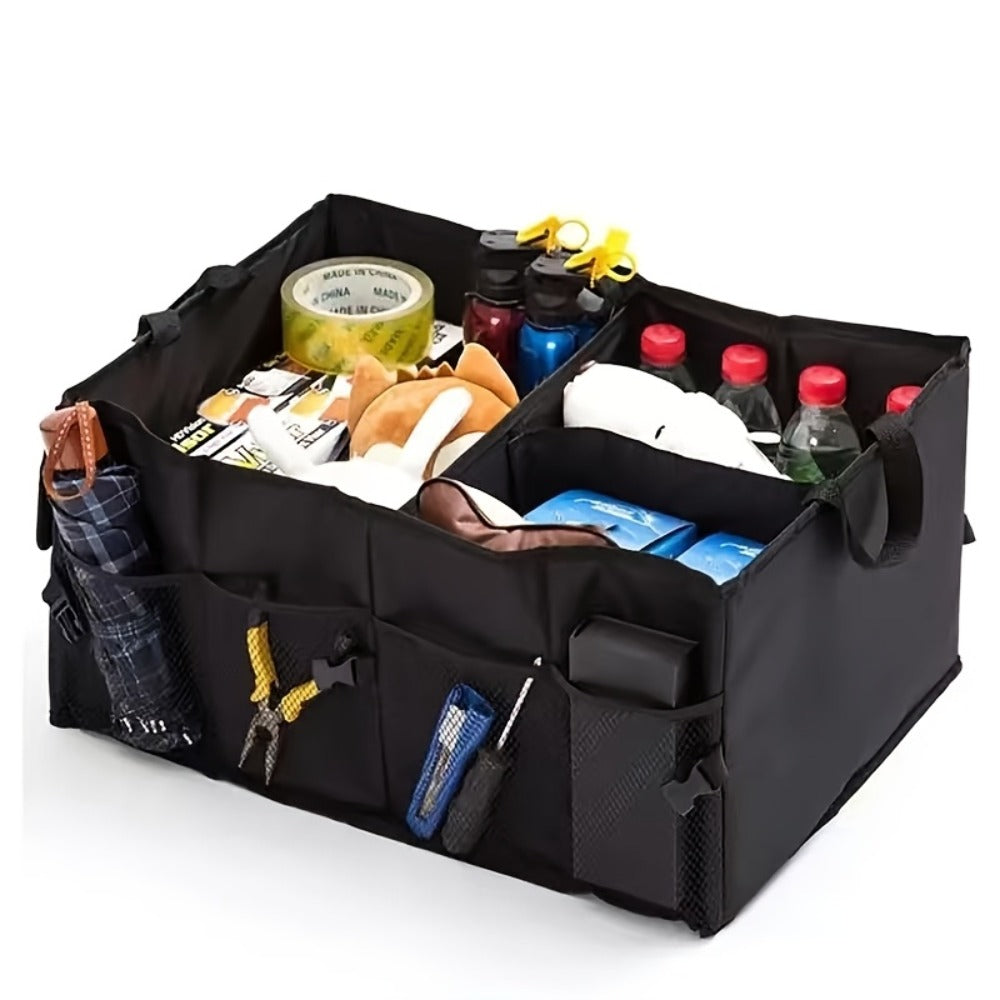 Foldable Car Trunk Organizer – Large Capacity Multi-Compartment Storage Box for Cars, Trucks & SUVs, Ultra-Durable Collapsible Cargo