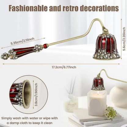 Candle Snuffer Long Handle - Elegant Metal Wick Flame Extinguisher Bell Candle Accessory for Home Decor