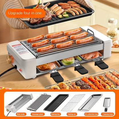 Sausage Grill 4-in-1 Multifunctional Electric Hot Dog Roller, Non-Stick Countertop Cooker with Adjustable Temperature