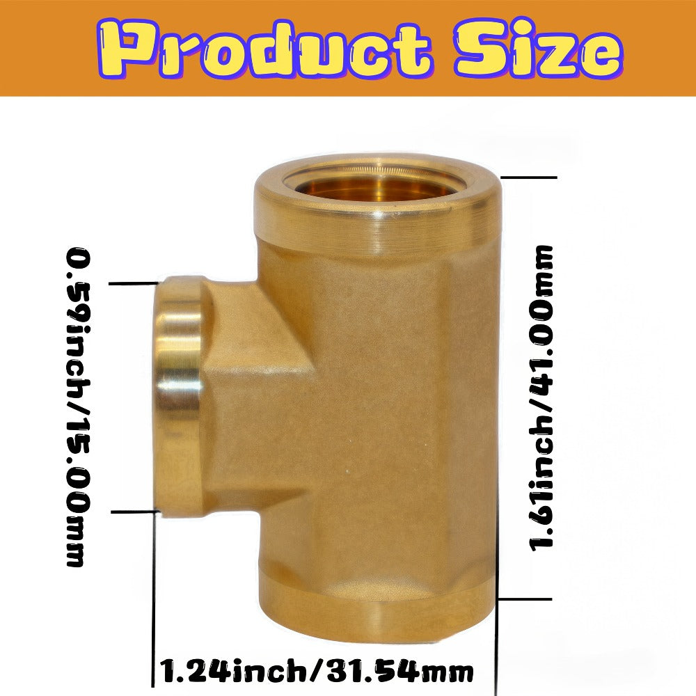 Brass Forged Pipe Tee Fittings NPT Female Threaded – 3-Way T-Shape Connector Couplings, for Home Plumbing Maintenance and Repair