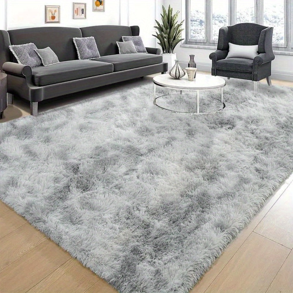 Gradient Color Soft Area Rug – Washable Anti-Slip Shaggy Fluffy Carpet for Living Room & Bedroom | Modern Machine-Made Floor Mat