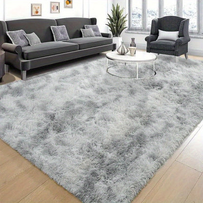 Gradient Color Soft Area Rug – Washable Anti-Slip Shaggy Fluffy Carpet for Living Room & Bedroom | Modern Machine-Made Floor Mat