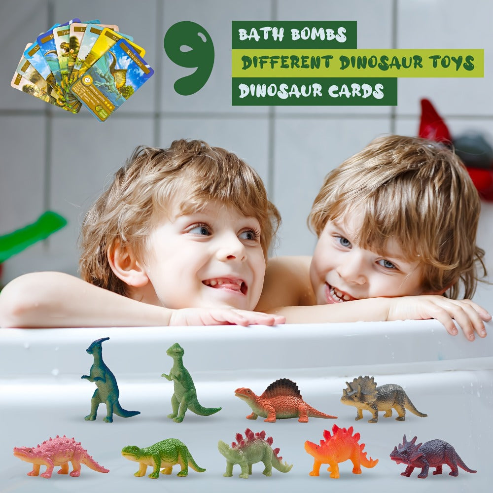 Dinosaur Egg Bath Bombs with Surprise Inside 9 Pack – Kids Fizzy Bath Balls with Hidden Dinosaur Toy