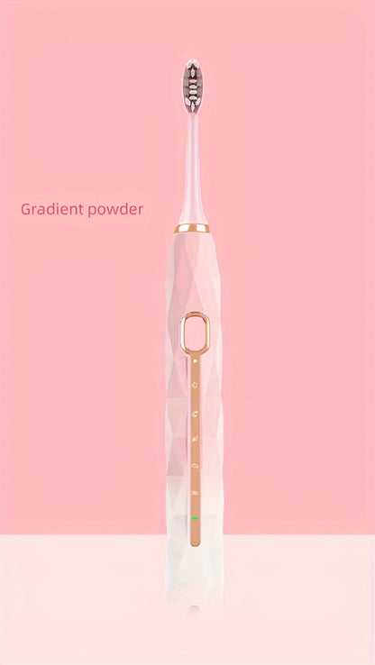 IPX8 Sonic Electric Toothbrush with 8 Replacement Brush Heads – Metal Shaft, USB Rechargeable 500mAh, Travel Case & Holder