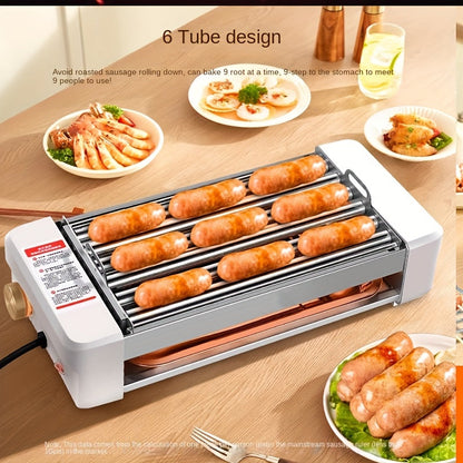 Sausage Grill 4-in-1 Multifunctional Electric Hot Dog Roller, Non-Stick Countertop Cooker with Adjustable Temperature