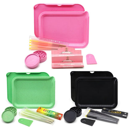 Smoking Set with Double-Layer Grinder, Rolling Paper, 8 Pre-Rolled Cones & Rolling Tray - Complete Starter Kit