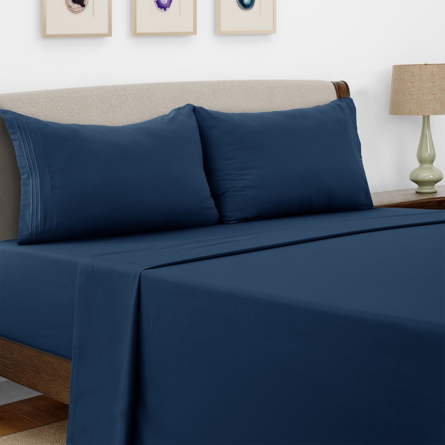Bed Sheet Set Microfiber with Size-Dependent 3- or 4-Piece Contents and Six specified Bed Dimensions