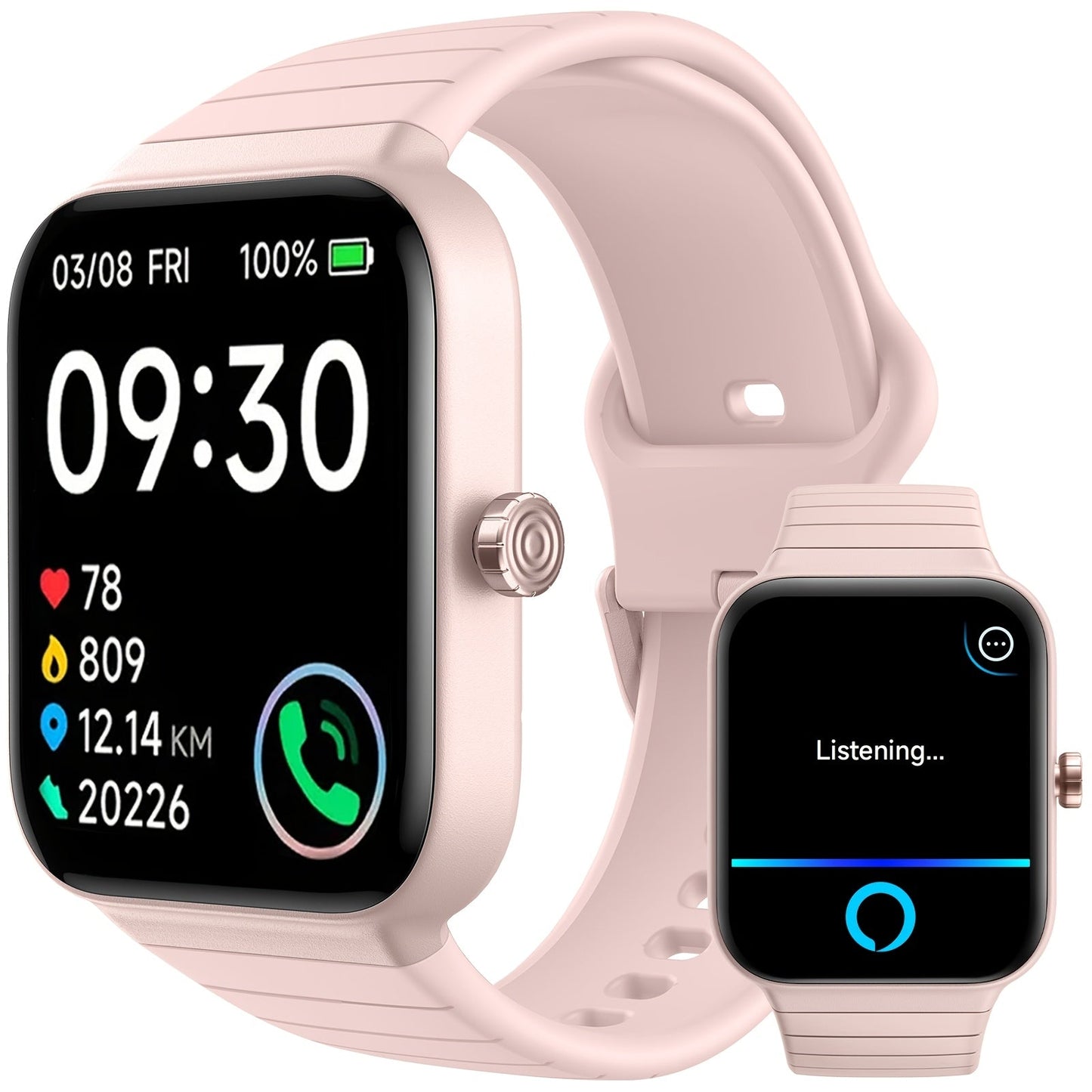Smartwatch with Alexa Built-in FAWEIO 1.95" Large Display, Wireless Calling, 100+ Sport Modes, Pedometer Heart Rate Sleep Blood