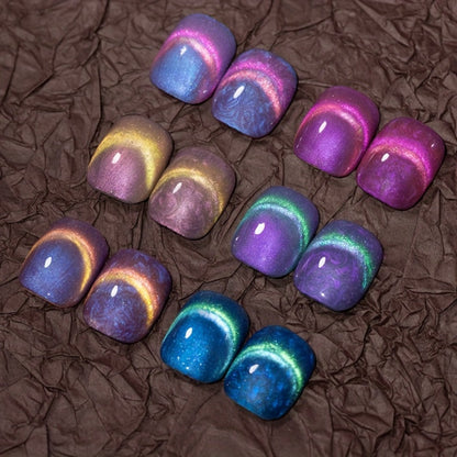 Gel Nail Polish 6-Piece 9D Aurora Magnetic Cat-Eye Set with Pearl-Shell Glitter Effect and UV/LED Soak-Off Cure
